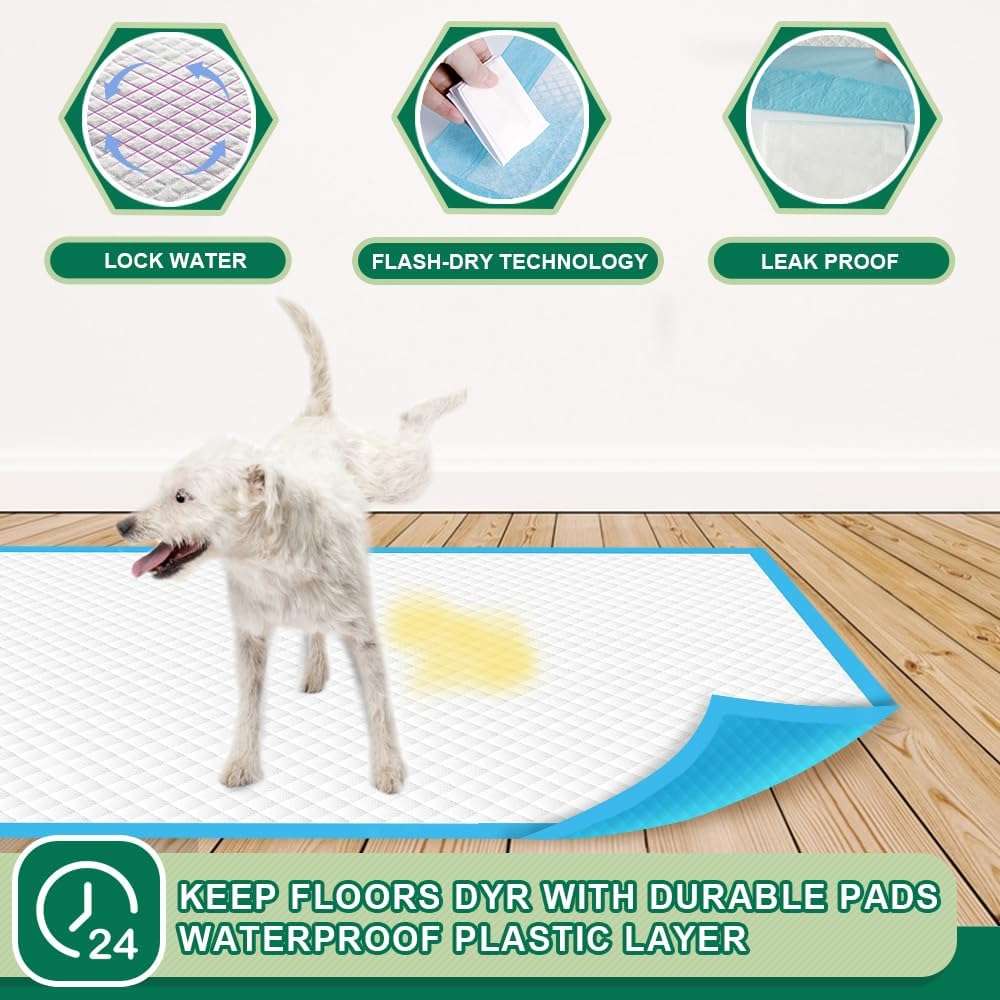 IMMCUTE Puppy Pads 22"x23" 100 Count | 6-Layer Leak-Proof & Super Absorbent Dog Training Pads | Disposable Potty Pads for Puppies, Dogs, Cats & Rabbits | Blue & White - Image 4