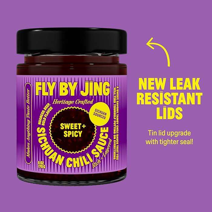 FLYBYJING Sweet + Spicy Sichuan Chili Sauce: Perfect for Noodles, Proteins, Veggies, Fish, Dumplings and Everything Else - Hot Sauce, Marinade and Glaze made w/Premium Chilis - Vegan, 6oz (Pack of 1) - Image 5