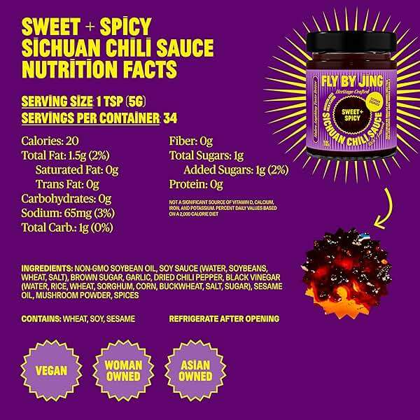 FLYBYJING Sweet + Spicy Sichuan Chili Sauce: Perfect for Noodles, Proteins, Veggies, Fish, Dumplings and Everything Else - Hot Sauce, Marinade and Glaze made w/Premium Chilis - Vegan, 6oz (Pack of 1) - Image 7
