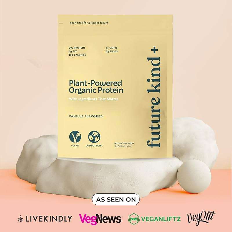 Future Kind Vegan Protein Powder, Vanilla, Pea Plant Protein for Lean Muscle with Iron & Fiber, Whey-Free, Sugar-Free, Soy-Free, Non-Dairy (34 Servings) - Image 4