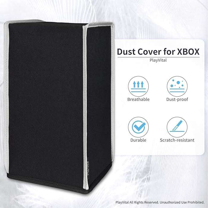 PlayVital Black Nylon Dust Cover for Xbox Series X Console, Soft Neat Lining Dust Guard, Anti Scratch Waterproof Cover Sleeve for Xbox Series X Console - Light Gray Trim - Image 2