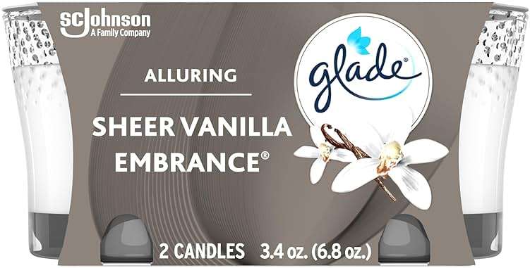 Glade Candle Jar, Air Freshener, Sheer Vanilla Embrace, 3.4 oz, 2 Count - Image 1