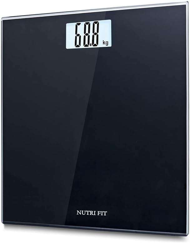 NUTRI FIT Digital Bathroom Scale Body Weight Scales 400 lbs Ultra Slim Most Accurate for Gym Yoga Studio with Large Backlit Display, Black - Image 1