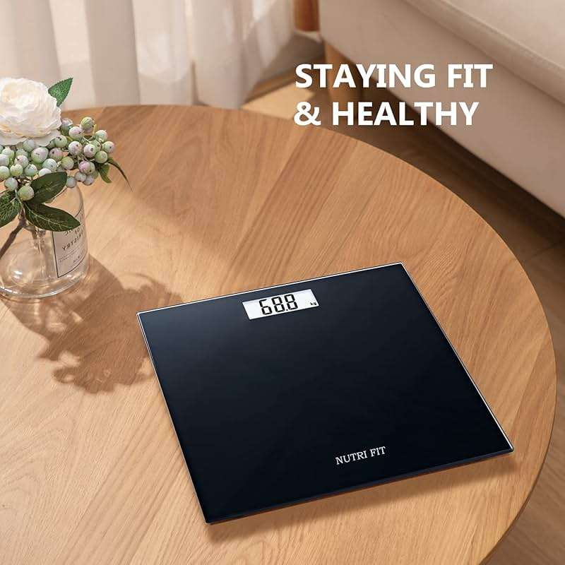 NUTRI FIT Digital Bathroom Scale Body Weight Scales 400 lbs Ultra Slim Most Accurate for Gym Yoga Studio with Large Backlit Display, Black - Image 2