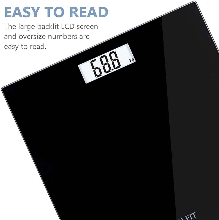 NUTRI FIT Digital Bathroom Scale Body Weight Scales 400 lbs Ultra Slim Most Accurate for Gym Yoga Studio with Large Backlit Display, Black - Image 4
