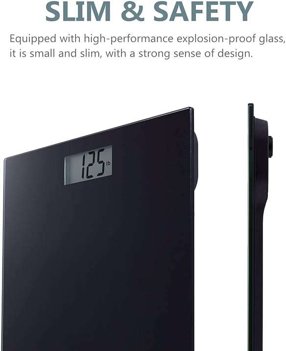 NUTRI FIT Digital Bathroom Scale Body Weight Scales 400 lbs Ultra Slim Most Accurate for Gym Yoga Studio with Large Backlit Display, Black - Image 7