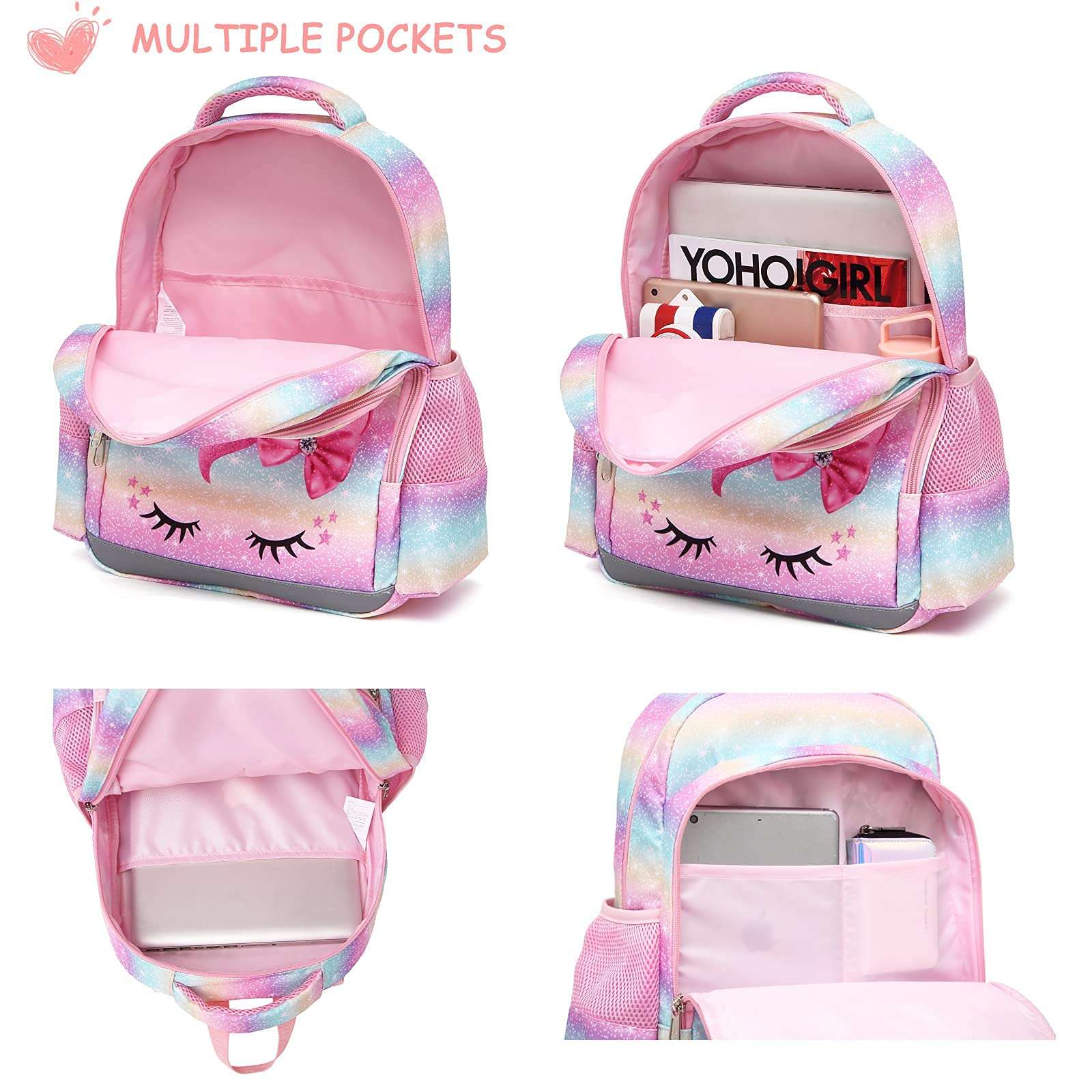 Octsky Backpack for Girls, Kids backpacks Preschool Kindergarten Bookbag Cute Lightweight With Chest Strap and Lunchbox (Unicorn) - Image 7