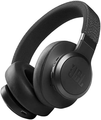 JBL Live 660NC - Wireless Over-ear Noise Cancelling headphones, JBL Signature Sound, Voice Assist, Up to 50Hrs of Battery with Speed Charging, Comfort-fit fabric headband and carrying pouch (Black) - Image 1