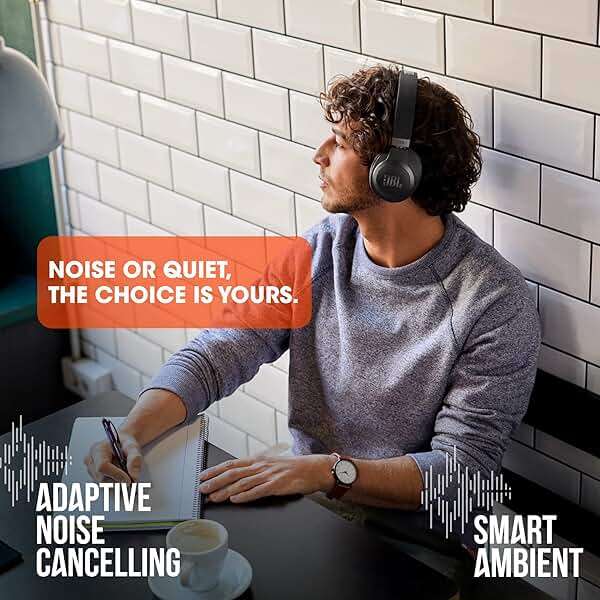 JBL Live 660NC - Wireless Over-ear Noise Cancelling headphones, JBL Signature Sound, Voice Assist, Up to 50Hrs of Battery with Speed Charging, Comfort-fit fabric headband and carrying pouch (Black) - Image 4