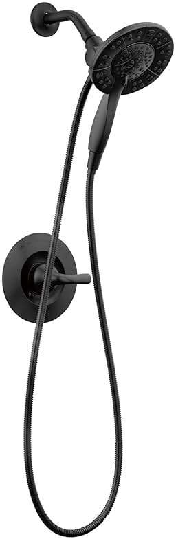 Delta Arvo 14 Series Matte Black Shower Faucet Set with In2ition 2-in-1 Dual Shower Head with HandHeld Spray Combo, Valve Trim Kit, Matte Black 142840-BL-I (Valve Included) - Image 1