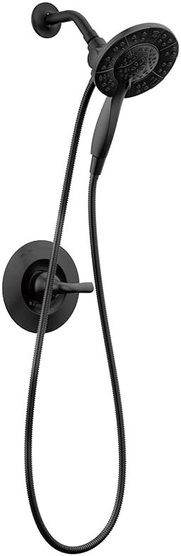 Delta Arvo 14 Series Matte Black Shower Faucet Set with In2ition 2-in-1 Dual Shower Head with HandHeld Spray Combo, Valve Trim Kit, Matte Black 142840-BL-I (Valve Included) - Product Image