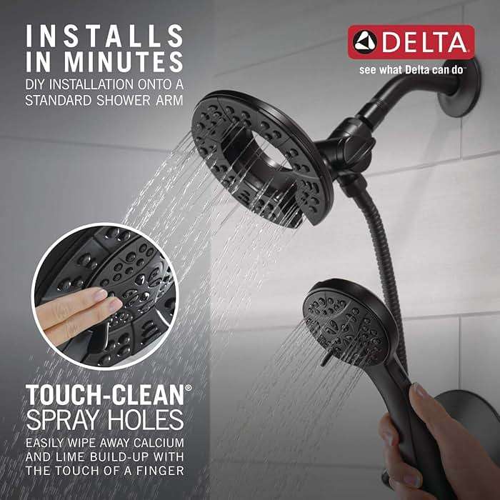 Delta Arvo 14 Series Matte Black Shower Faucet Set with In2ition 2-in-1 Dual Shower Head with HandHeld Spray Combo, Valve Trim Kit, Matte Black 142840-BL-I (Valve Included) - Image 5