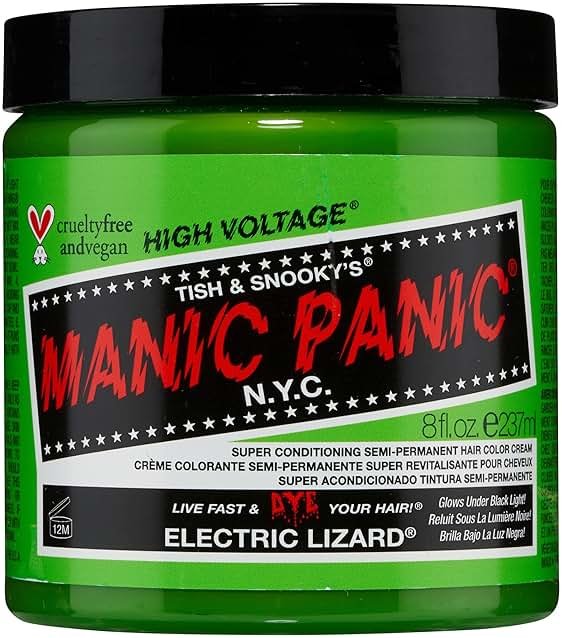 MANIC PANIC Classic Electric Lizard Semi Permanent Hair Color - Bright Neon Green Hair Dye for Women & Men That Lasts 4-6 Weeks - Vegan, Ammonia & Cruelty-Free - Create & Mix Custom Shades (8oz) - Product Image