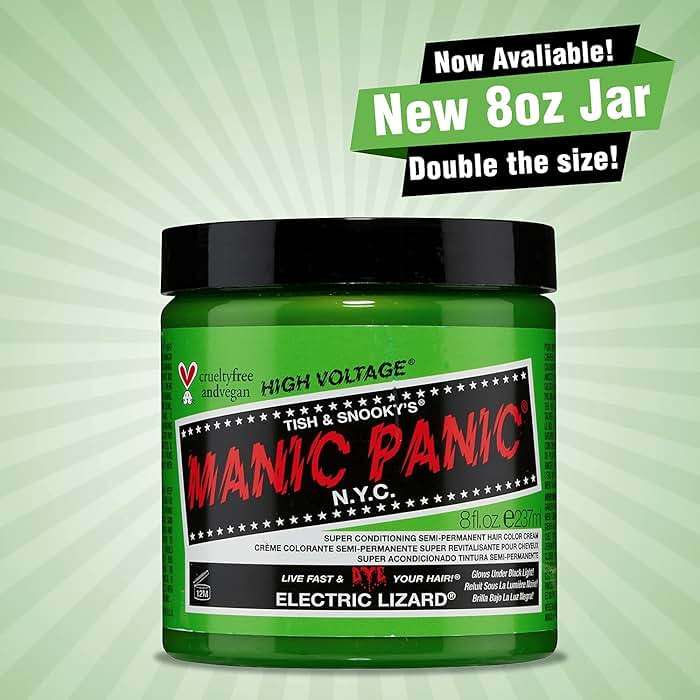 MANIC PANIC Classic Electric Lizard Semi Permanent Hair Color - Bright Neon Green Hair Dye for Women & Men That Lasts 4-6 Weeks - Vegan, Ammonia & Cruelty-Free - Create & Mix Custom Shades (8oz) - Image 3