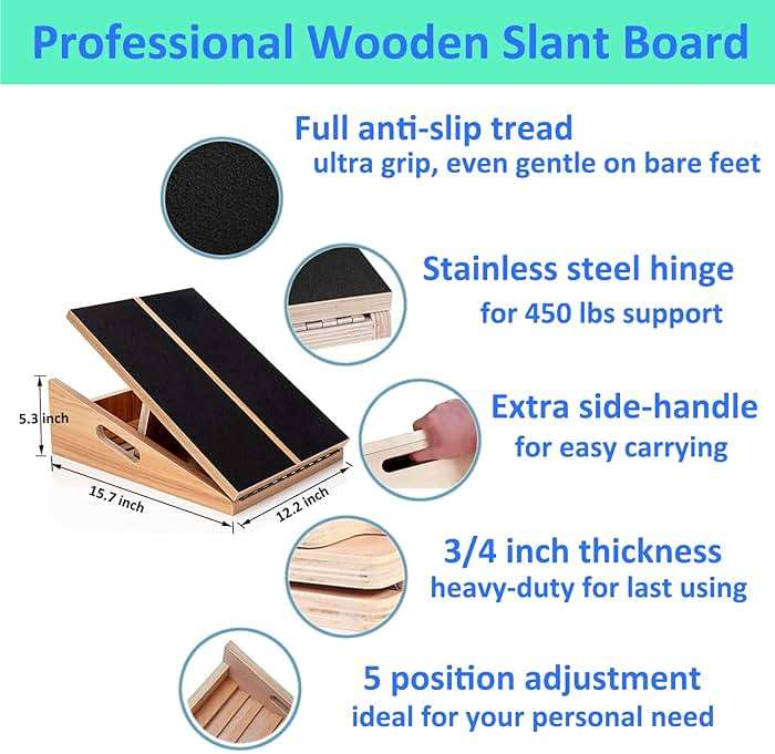 Slant Board for Calf Stretching Wooden Calf Stretcher Incline Board Adjustable Calf Stretch Board for Squats Knees Ankle - Image 4