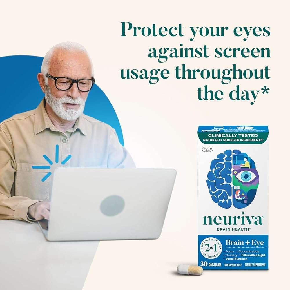 NEURIVA Brain + Eye Supplements for Memory and Focus, Lutemax, Zinc, Vitamin C, Vitamin E & Vitamin A for Eye Health & Zeaxanthin to Filter Blue Light, 30 Count Capsules - Image 5