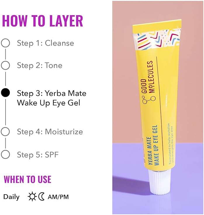 Good Molecules Yerba Mate Wake Up Eye Gel - Hydrating Under Eye Gel Cream with Hyaluronic Acid and Caffeine - Target Dark Circles and Puffiness - Skin Care for Face - Image 4