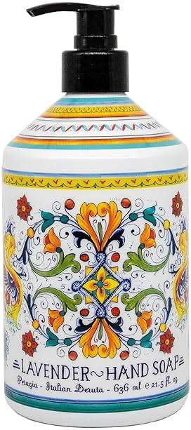 Perugia Italian Deruta Hand Soap - 21.5 fl oz Bottles - 8 pack - Lavendar, Sweet Orange, Lemon Verbana, and Olive Thyme - Image 3