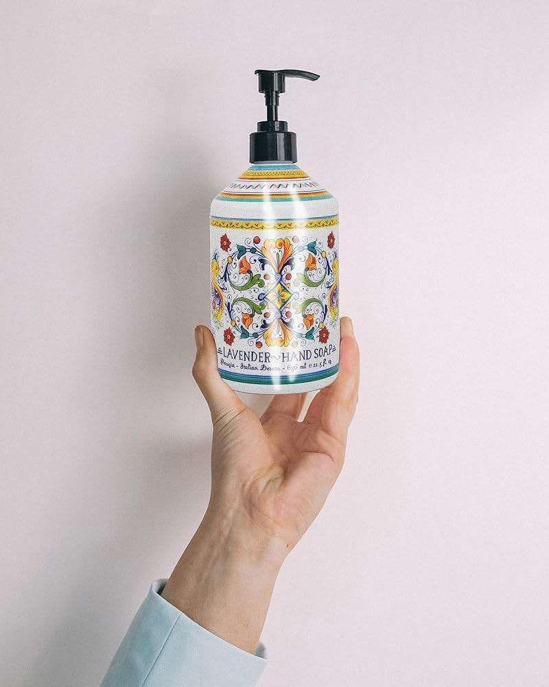 Perugia Italian Deruta Hand Soap - 21.5 fl oz Bottles - 8 pack - Lavendar, Sweet Orange, Lemon Verbana, and Olive Thyme - Image 8