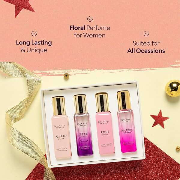 Bellavita Luxury Women's Perfume Gift Set with Rose, Senorita, Date, and Glam | 80ml | Perfume for Women | Pink Pepper, Yuzu and Floral Peach | Long Lasting Fragrance |Mother's day present - Image 3