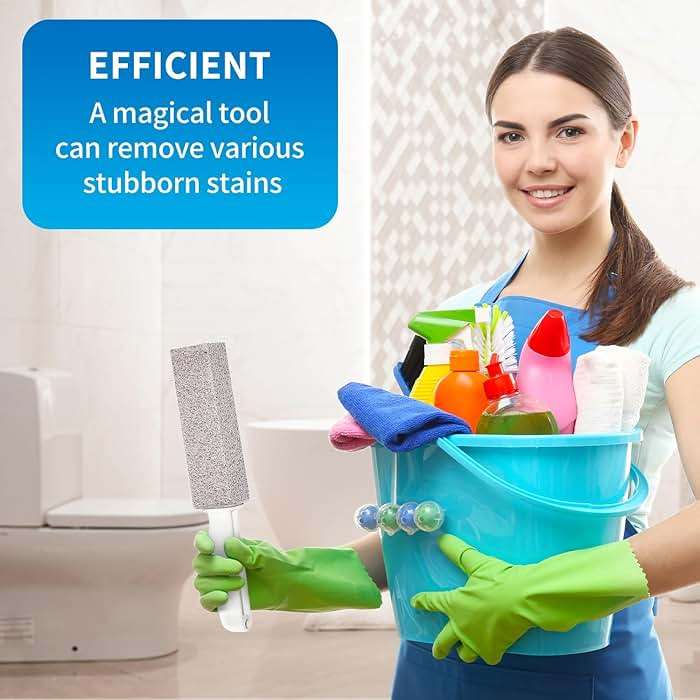 4TH Pumice Stone for Toilet Bowl Cleaning,Pumice Stick with Handle,Cleans Away Limescale Stain,Hard Water Rings, Calcium Buildup,Iron and Rust. Remover for Tile/Bath/Kitchen/Household - 2 Piece - Image 3