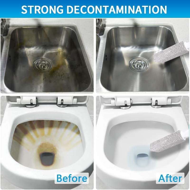 4TH Pumice Stone for Toilet Bowl Cleaning,Pumice Stick with Handle,Cleans Away Limescale Stain,Hard Water Rings, Calcium Buildup,Iron and Rust. Remover for Tile/Bath/Kitchen/Household - 2 Piece - Image 4