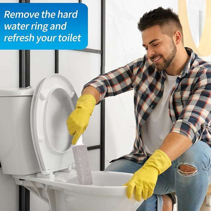 4TH Pumice Stone for Toilet Bowl Cleaning,Pumice Stick with Handle,Cleans Away Limescale Stain,Hard Water Rings, Calcium Buildup,Iron and Rust. Remover for Tile/Bath/Kitchen/Household - 2 Piece - Image 6