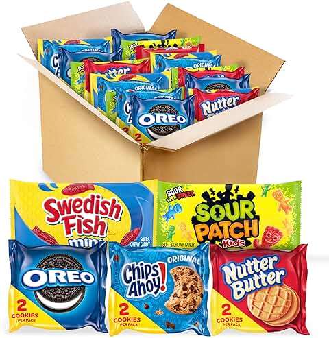 OREO, CHIPS AHOY!, Nutter Butter, SOUR PATCH KIDS & SWEDISH FISH Candy & Cookies Variety Pack, 40 Snack Packs - Image 1