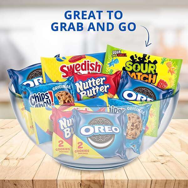 OREO, CHIPS AHOY!, Nutter Butter, SOUR PATCH KIDS & SWEDISH FISH Candy & Cookies Variety Pack, 40 Snack Packs - Image 5