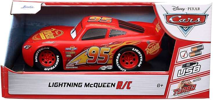 Jada Toys Pixar Cars 1:24 Lightning McQueen RC Remote Control Car 2.4 GHz Red Toys for Kids - Image 8