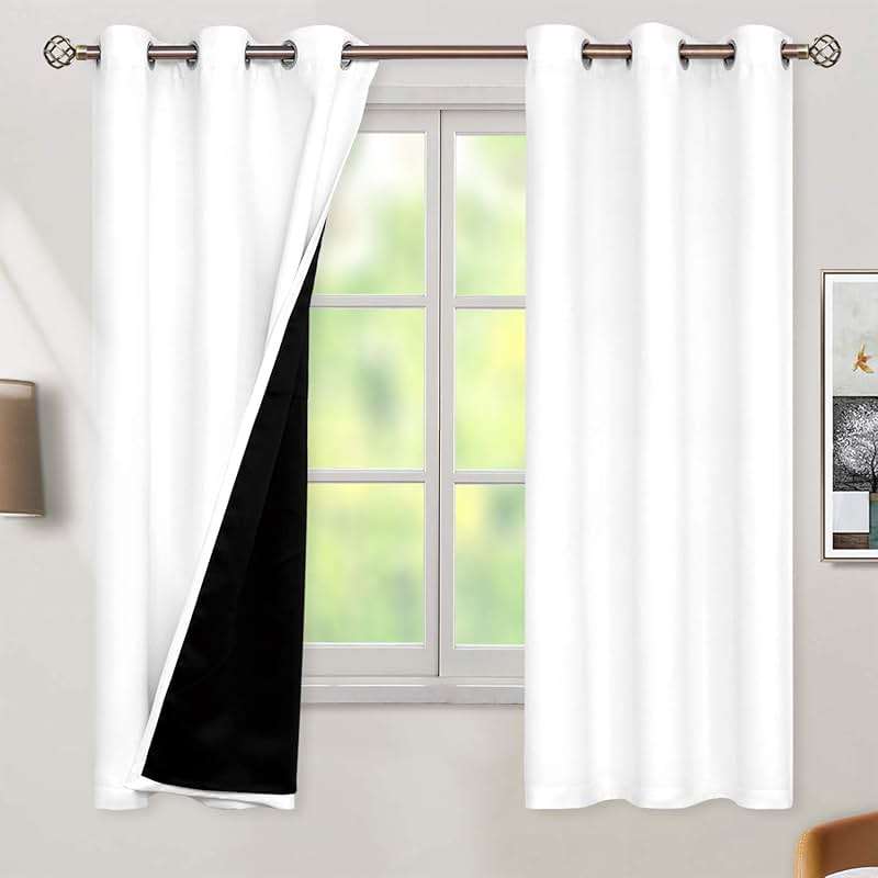 BGment White Blackout Curtains 63 Inch Long - Black Out Curtains for Bedroom Thermal Insulated Curtains for Summer Grommet Total Room Darkening Window Drapes, 2 Panels, 42 x 63 Inch - Image 1