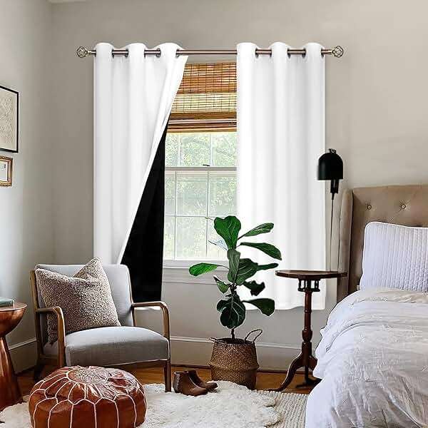BGment White Blackout Curtains 63 Inch Long - Black Out Curtains for Bedroom Thermal Insulated Curtains for Summer Grommet Total Room Darkening Window Drapes, 2 Panels, 42 x 63 Inch - Image 2