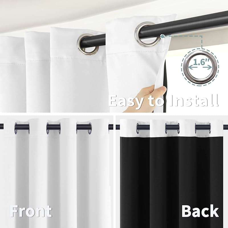 BGment White Blackout Curtains 63 Inch Long - Black Out Curtains for Bedroom Thermal Insulated Curtains for Summer Grommet Total Room Darkening Window Drapes, 2 Panels, 42 x 63 Inch - Image 6