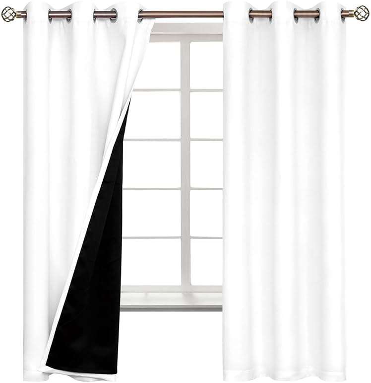 BGment White Blackout Curtains 63 Inch Long - Black Out Curtains for Bedroom Thermal Insulated Curtains for Summer Grommet Total Room Darkening Window Drapes, 2 Panels, 42 x 63 Inch - Image 8