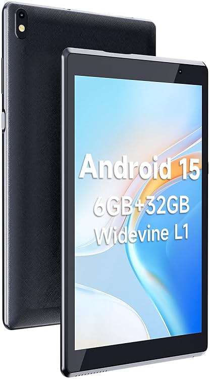 Tablet Android 15 Tablets with Case 7 inch, 8GB RAM, 32GB ROM Support 1TB Expand Computer Tablet PC, Quad-Core Processor, IPS Touch Screen, 2+5MP Dual Camera, 3000mah Battery, Wifi Tableta (Black) - Image 1