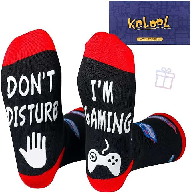 Kelool Do Not Disturb I'm Gaming Socks,Men Gifts for Men Teen Boys Dad Him Son Fathers,Valentines Christmas Stocking Stuffers - Image 1