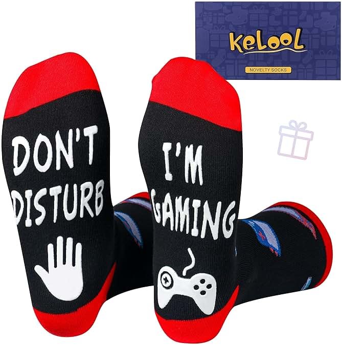 Kelool Do Not Disturb I'm Gaming Socks,Men Gifts for Men Teen Boys Dad Him Son Fathers,Valentines Christmas Stocking Stuffers - Product Image