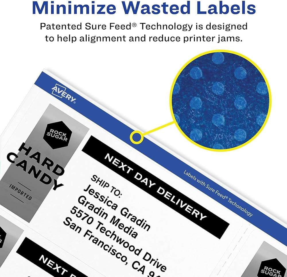 Avery Printable Blank Shipping Labels, 2.5" x 4", White, 200 Labels, Inkjet Printer, Permanent Adhesive (5815) - Image 4