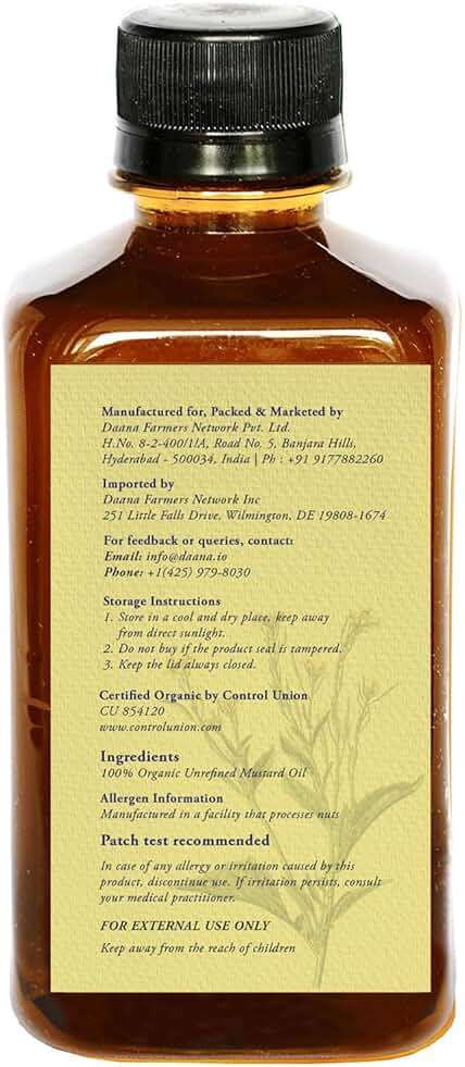 DAANA Mustard Oil for Skin: Certified USDA Organic, Extra Virgin, Cold Pressed - Image 4