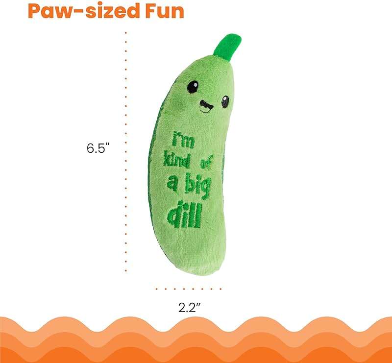 Catstages Crunchy Pickle Kicker Cat Toy – Plush Crinkle Toy with Catnip and Dental Mesh, 6.5" - Image 6