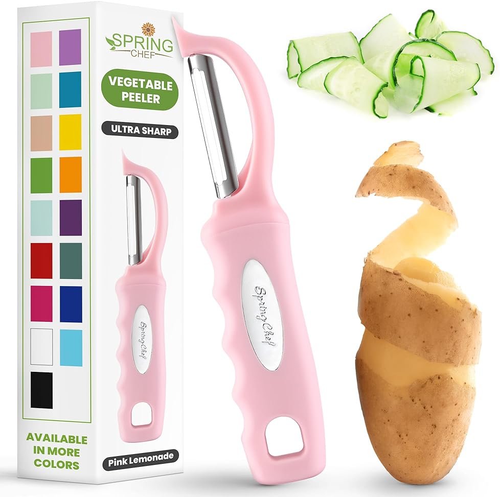 Spring Chef Premium Swivel Vegetable Peeler, Soft Grip Handle and Ultra Sharp Stainless Steel Blades - Perfect Kitchen Peeler For Veggie, Fruit, Potato, Carrot, Apple - Pink Lemonade - Product Image