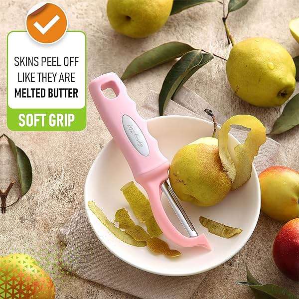 Spring Chef Premium Swivel Vegetable Peeler, Soft Grip Handle and Ultra Sharp Stainless Steel Blades - Perfect Kitchen Peeler For Veggie, Fruit, Potato, Carrot, Apple - Pink Lemonade - Image 4
