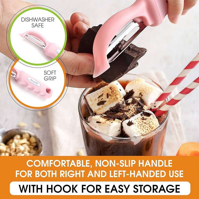 Spring Chef Premium Swivel Vegetable Peeler, Soft Grip Handle and Ultra Sharp Stainless Steel Blades - Perfect Kitchen Peeler For Veggie, Fruit, Potato, Carrot, Apple - Pink Lemonade - Image 6