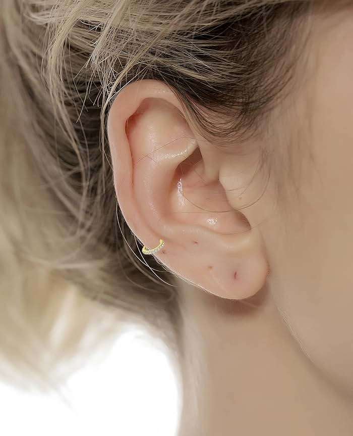 Tornito 10Pcs Nose Ring Hoop Paved Flower Leaf Feather CZ Cartilage Earrings Nose Piercing Jewelry for Women Men Silver Gold Rose Gold Tone 20G - Image 4