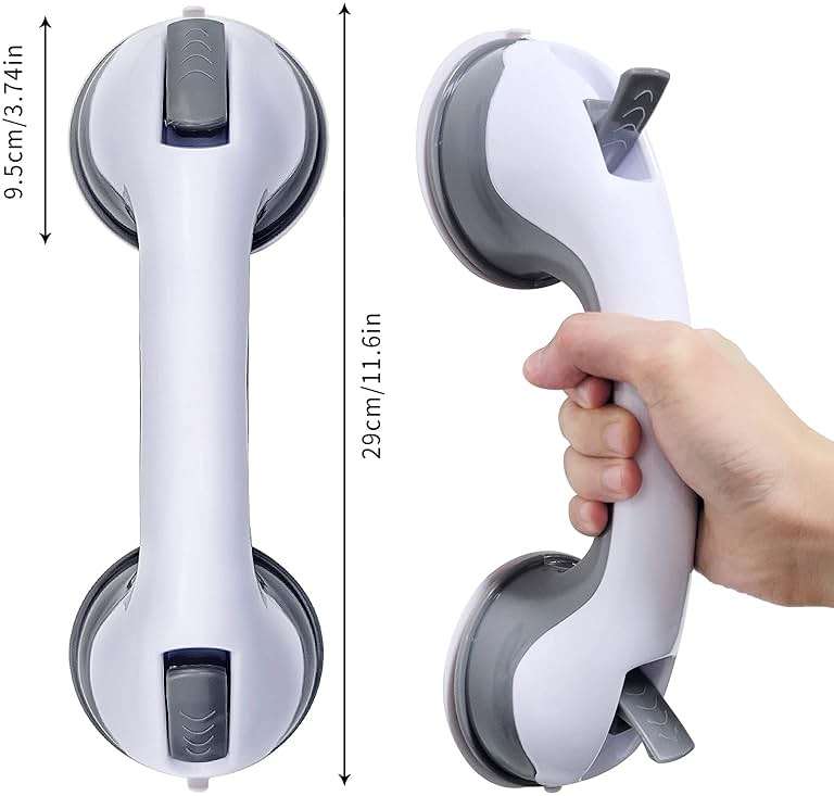 12'' Portable Grab Bars for Bathroom,Ultra Grip Dual Locking Shower Handles for Elderly,Safety Suction Grab Bars for Shower,Balance Assit Hand Rail Support,Injury,Senior,Kids(Gray, 12"-Pack of 2) - Image 2