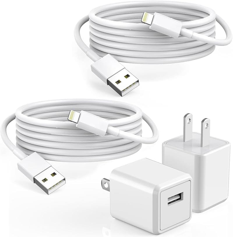 iPhone Charger,2Pack 6FT USB Wall Charger Fast Charging USB Cable Charging Cube Travel Plug Block with 6Foot Fast Cuble Lightning Cable Cord for iPhone 14 13 12 11 Pro Max XS XR X 8 7 SE2022 iPad - Product Image