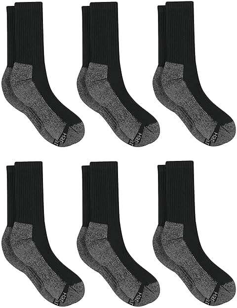 Hanes Men's Work Socks, Cushioned Crew Socks, Moisture-wicking Socks & Odor Control, Black & White, 6 & 12 Pack Available - Image 4