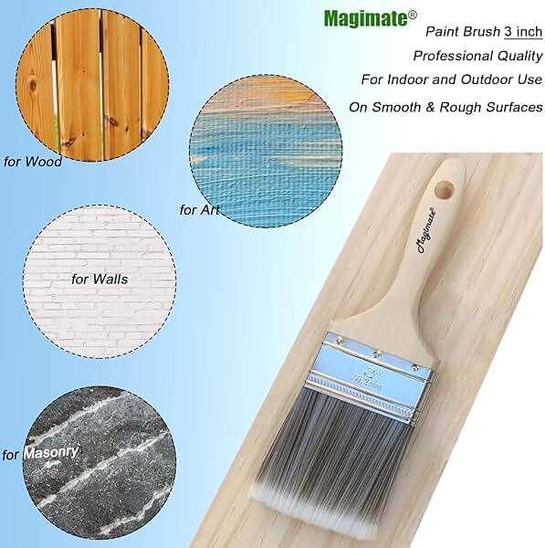 Magimate 3-Inch (76mm) Double Thick Chip Paint Brush – Versatile Stain Brush Wood Handle for Furniture, Walls, Fences, and Murals – Smooth Gesso, Plaster, Polyurethane, and Varnish Wide Paintbrush - Image 3