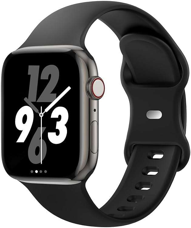 Sport Band Compatible with Apple Watch 38mm 40mm 41mm 42mm 44mm 45mm 46mm 49mm, Replacement Soft Silicone Strap Wristbands for iWatch Series 11/10/9/8/7/6/5/4/3/2/1 Ultra SE Women Men, Black - Image 1
