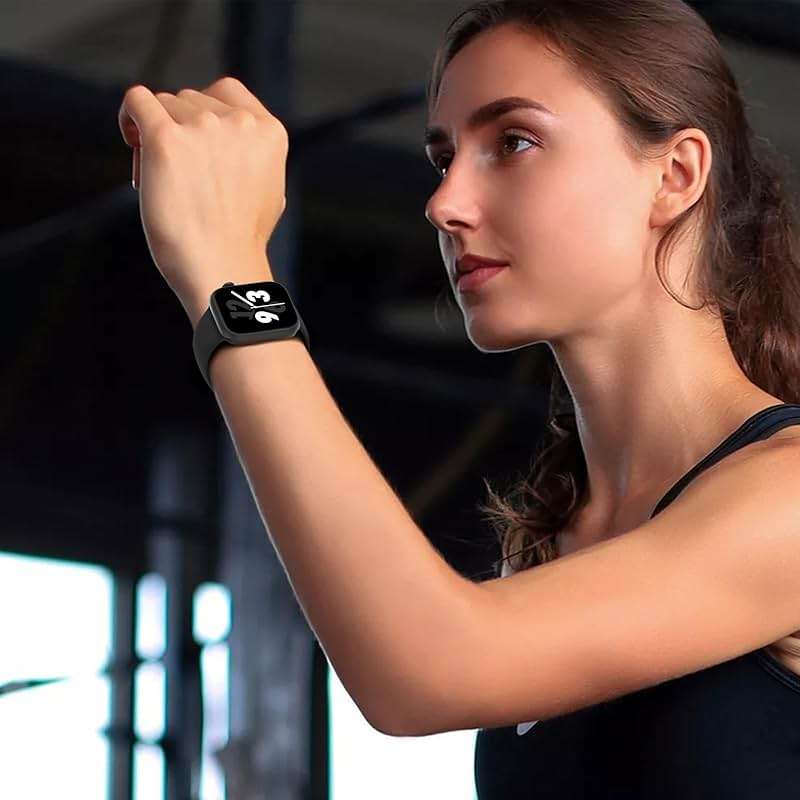 Sport Band Compatible with Apple Watch 38mm 40mm 41mm 42mm 44mm 45mm 46mm 49mm, Replacement Soft Silicone Strap Wristbands for iWatch Series 11/10/9/8/7/6/5/4/3/2/1 Ultra SE Women Men, Black - Image 6